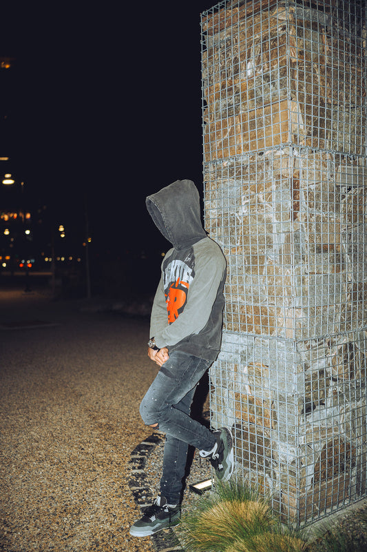 Riskura distressed two-toned hoodie