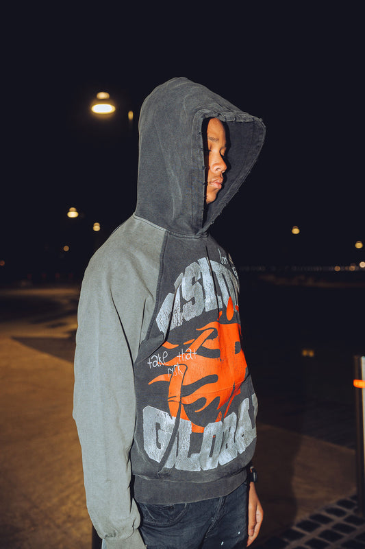 Riskura distressed two-toned hoodie