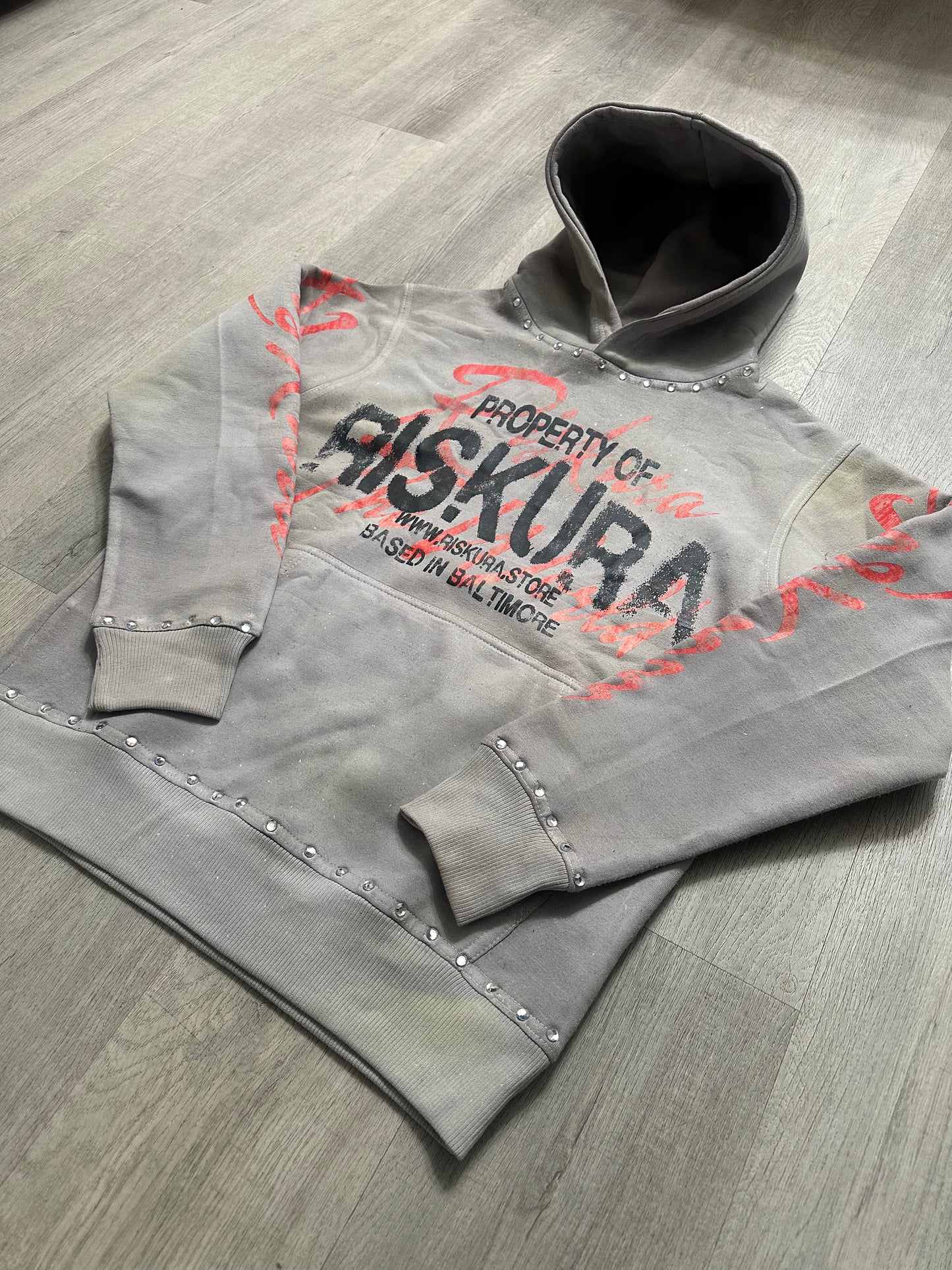 Grey heavyweight “Riskura” Hoodie