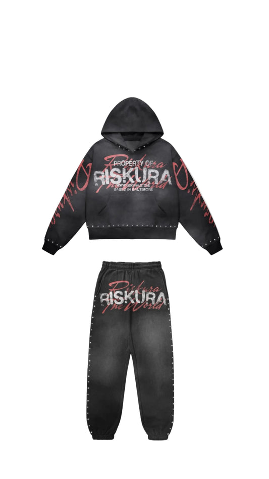 Black heavyweight Riskura sweatsuit