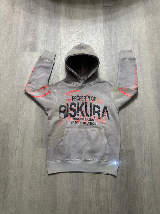 Grey heavyweight “Riskura” Hoodie