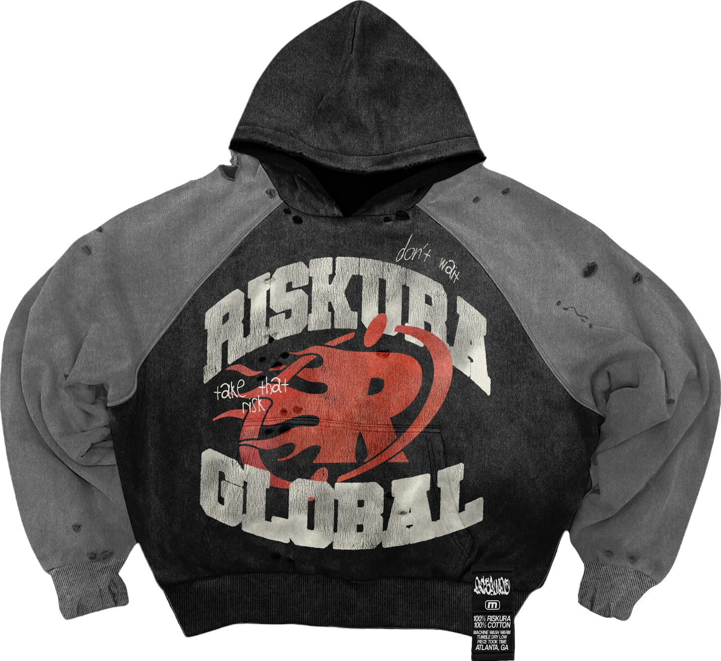 Riskura distressed two-toned hoodie